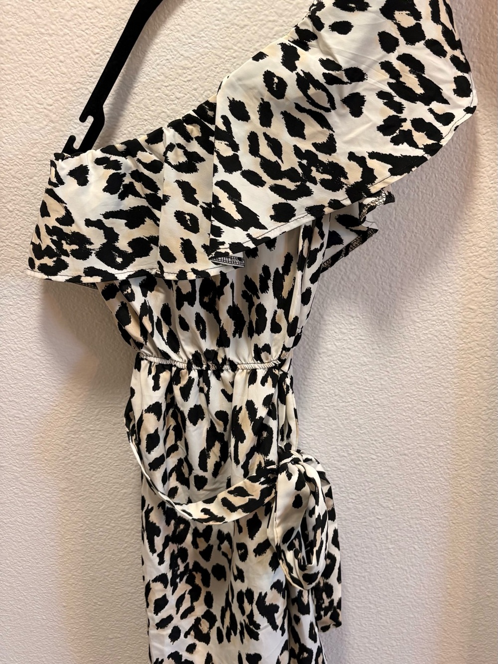 Charlotte Russe Black & White One-Shoulder Animal Print Mini Dress